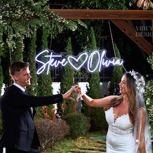 Custom Wedding Neon Sign, Custom Name Sign, Wedding Neon Sign for Reception, LED Acrylic Sign with Free Dimmer, Battery Operated Neon Sign