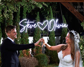 Custom Wedding Neon Sign, Custom Name Sign, Wedding Neon Sign for Reception, LED Acrylic Sign with Free Dimmer, Battery Operated Neon Sign