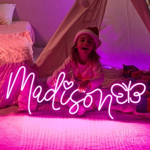 Custom Name Neon Sign For Kids Bedroom, Neon Sign Bedroom Decor, Battery operated Neon Sign, Neon Sign Wall Decor, Christmas Gifts