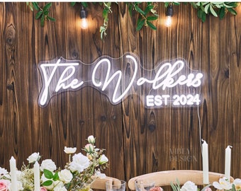 Last Name Neon Sign, Battery Powered Upgrade Available, Custom Neon Sign, Neon Wedding Sign,Wall Decor,Wedding Neon Sign for Reception