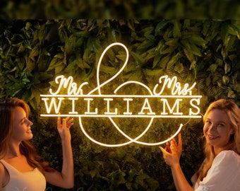 Custom Wedding Name Neon Sign, Battery Operated Upgrade Available | Wedding Neon Sign for Reception | LED Acrylic Wedding Sign