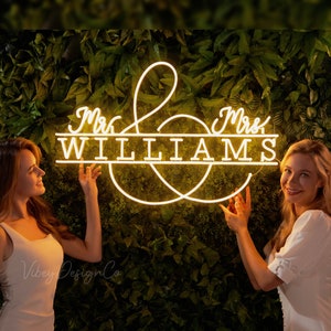 Custom Wedding Name Neon Sign, Battery Operated Upgrade Available | Wedding Neon Sign for Reception | LED Acrylic Wedding Sign