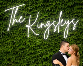 Letrero de neón para boda personalizado (actualización a pilas disponible) / Letrero de neón para recepción / Letrero acrílico LED con regulador de intensidad gratuito