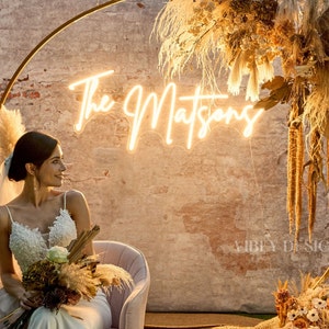 Custom Wedding Neon Sign, Battery Operated Upgrade Available Wedding Neon Sign for Reception LED Acrylic Sign with Free Dimmer image 4