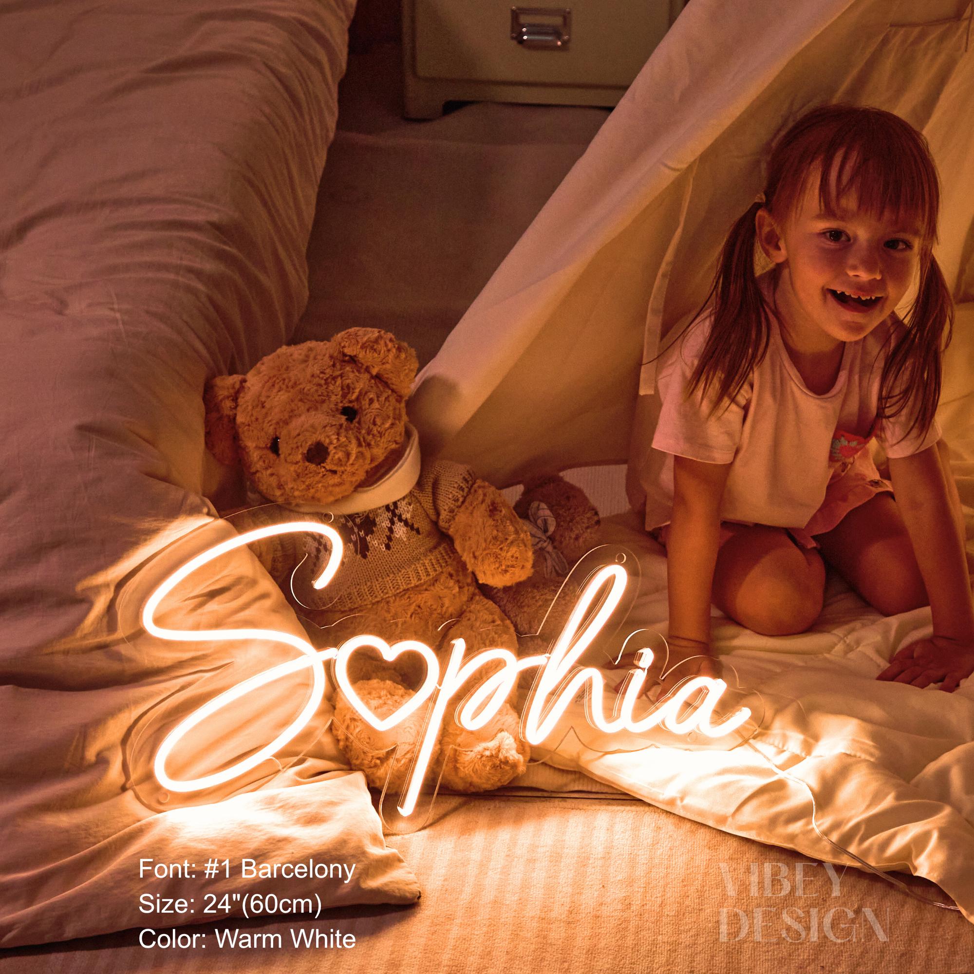 子供用カスタムネームネオンサイン、寝室装飾、電池式ネオンサイン、壁