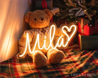 Custom Neon Name Sign for Kids, Personalized LED Neon Light, Bedroom Decor, Battery operated Neon Sign, Wall Decor, Christmas Gift