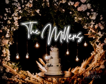 Custom Wedding Neon Sign, Battery Operated Upgrade Available, Personalized Gifts,Last Name Sign,LED Acrylic Wedding Sign,Wall Decor
