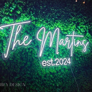 Neon Wedding Sign, Neon Sign Wedding With Est, Custom Neon Sign, Last Name Neon Sign, Battery Powered Upgrade Available, Custom Led Sign