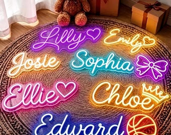 Custom Neon Sign Name For Kids, Bedroom Neon Sign, Led Light, Bedroom Decor, Neon Sign with Free Dimmer Name Neon Sign, Christmas Gift