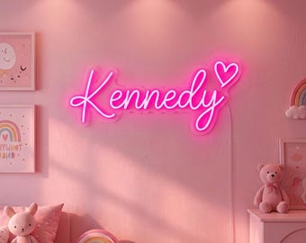 Custom Name Neon Sign For Kids, Bedroom Decor, Battery operated Neon Sign, Heart Neon Sign, Dorm Room Neon Sign, Christmas Gift