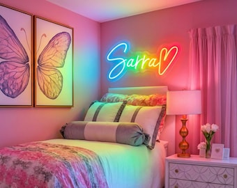 Custom Name Neon Sign For Kids, Wedding Neon Sign, Custom Rainbow Neon Sign, RGB Neon Lights, Color-changing Neon Lights, Bedroom Decor