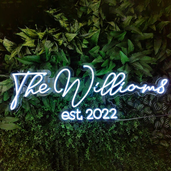 Last Name Neon Sign, Battery Powered Upgrade Available, Custom Neon Sign, Neon Wedding Sign | Wedding Plant Wall Decor