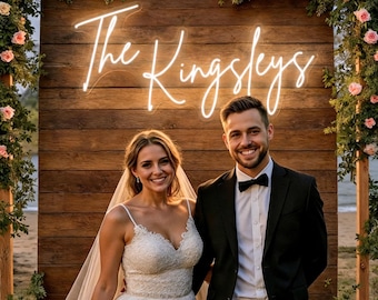 Insegna al neon personalizzata per matrimoni, disponibile l'aggiornamento a batteria, insegna al neon per ricevimenti nuziali, insegna a LED con dimmer gratuito, insegna al neon con nome