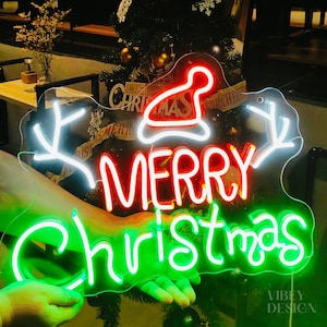 Merry Christmas Neon Sign,Personalized Gifts, Battery Powered Upgrade Available, Holiday Decor | 2022 Christmas Gift Ideas
