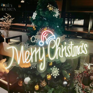 Merry Christmas Neon Sign,Personalized Gifts, Battery Powered Upgrade Available, Holiday Decor | 2022 Christmas Gift Ideas