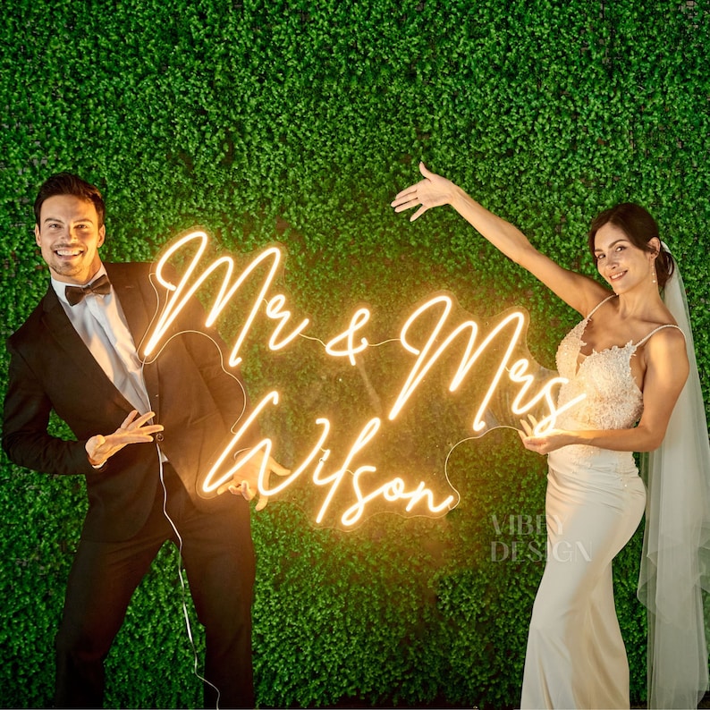 Custom Wedding Neon Sign, Battery Operated Upgrade Available Wedding Neon Sign for Reception LED Acrylic Sign with Free Dimmer image 10