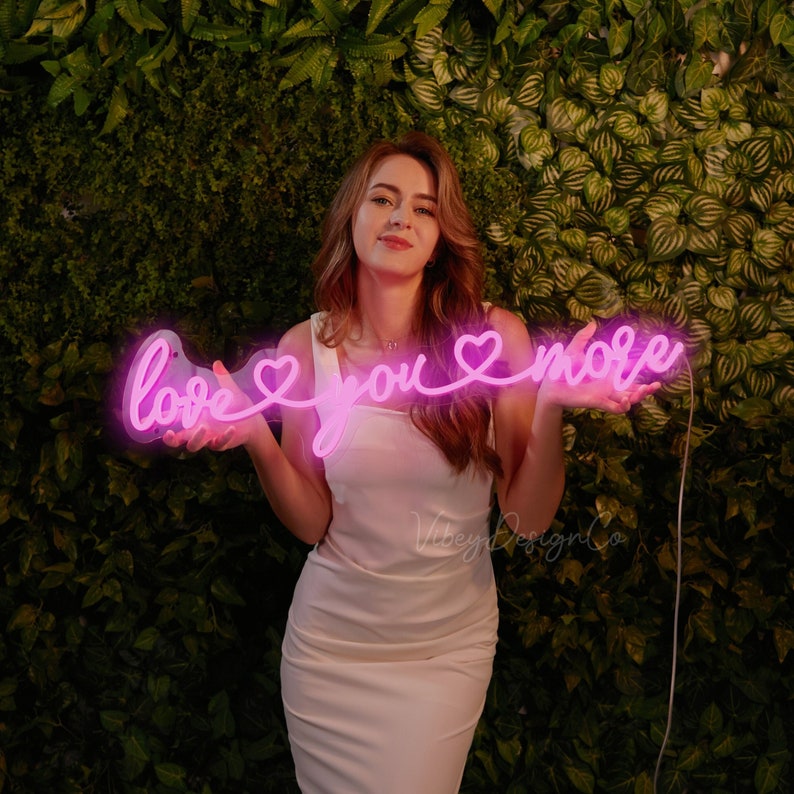 Love You More Wedding Neon Sign/ Custom shops Neon Sign Wedding/ Battery Operated Led Neon Light/ Neon Wedding Decor/ Neon Sign Custom Wall Decor