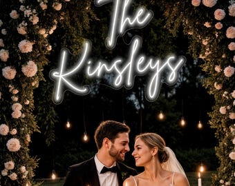 Custom Wedding Neon Sign, Battery Operated Upgrade Available, Wedding Neon Sign for Reception, Custom Last Name Neon Sign with a Free Dimmer