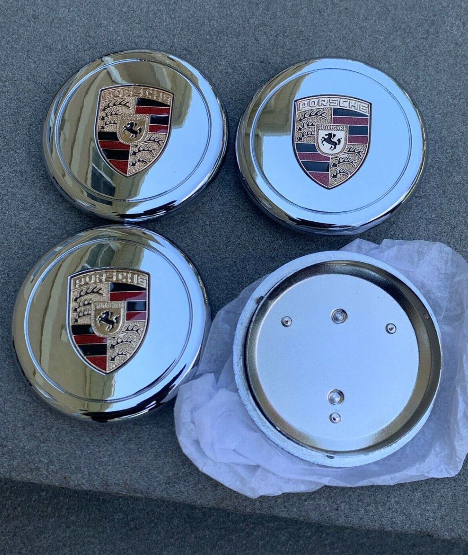 New Chrome Fuchs Wheel Center Caps Porsche Colored Crest Etsy