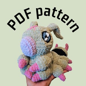 Patrón de crochet del gusano de la bondad chibi: Monstruo de anime de nivel intermedio (patrón PDF)