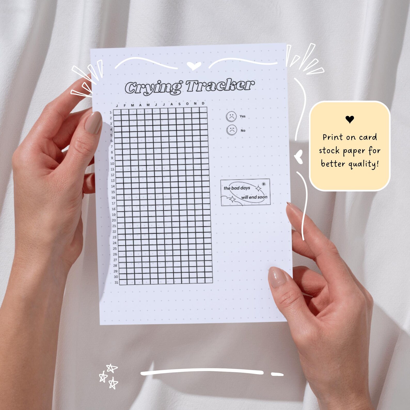 Crying Tetris Yearly Tracker, PRINTABLE Journal Template, Emotion ...