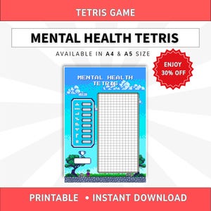 Mental Gesundheit Tetris Tracker, Gamifiziertes Wellness Log (Instant Download)