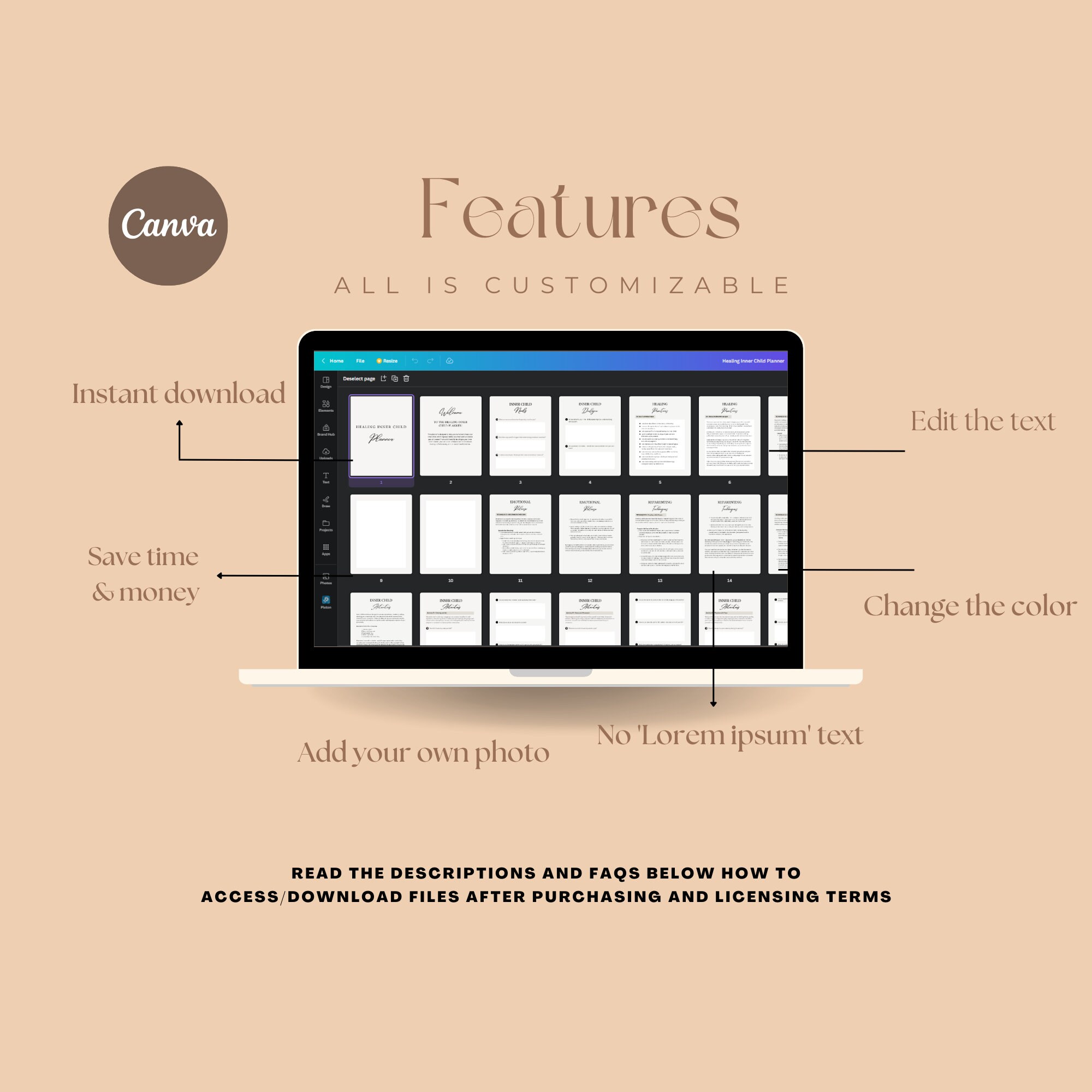 Healing Inner Child Planner Canva Templates, Therapy Worksheet Bundle ...