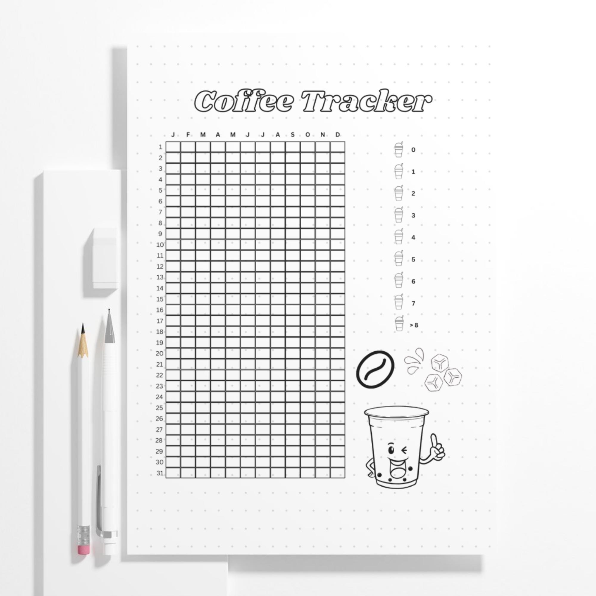 Coffee Tetris Yearly Tracker, PRINTABLE Journal Template, Coffee Habit ...