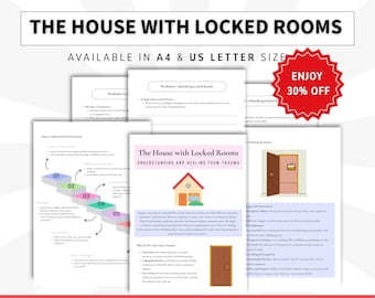 The house with locked rooms for healing trauma, PTSD counselling worksheets, therapeutic psychoeducation tools