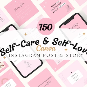 Modelos Canva de postagem de amor próprio no Instagram, postagem de autocuidado no Instagram, modelos de treinamento de autocuidado, treinadores do Instagram, postagem de conteúdo de amor próprio