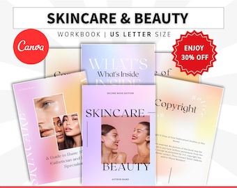 Skincare Ebook Template, Plr Beauty Makeup Artist Ebook, Workbook Templates Skincare Canva, Beauty Ebook Template, Woman Ebook Template
