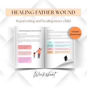 Healing Father wounds, Reparenting inner child, journal prompts for healing wound, Trauma therapy worksheets, family counselling