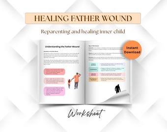 Healing Father wounds, Reparenting inner child, journal prompts for healing wound, Trauma therapy worksheets, family counselling