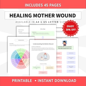 Heal Mother wound worksheets, mother daughter relationships, heal innerchild trauma, self therapy, family counselling, attachment wounds