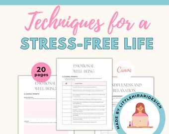 Stress Management Template Canva, Stress Coping Planner Worksheets, Checklist for Stress Template Canva, Printable Planner