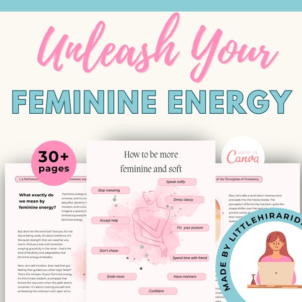 Embrace Feminine Energy Workbook, Done for You Kurs E-Book, Weiblich Empower Coaching, Weiblichkeits Affirmationen, Brandable Kurs Coach