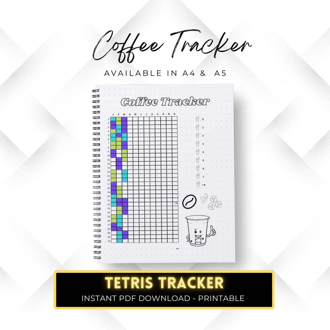 Coffee Tetris Yearly Tracker, PRINTABLE Journal Template, Coffee Habit ...