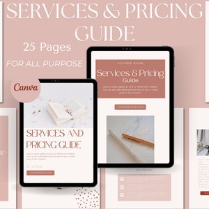Services and Pricing Guide Canva Template, Pricing Template, Client Welcome Packet, Virtual Assistant service guide, Portfolio Template