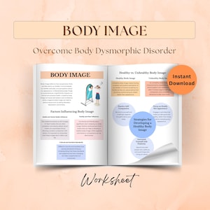 Body image Worksheets for Teens and Adult, Body Positivity, Overcome Body Dysmorphic Disorder, Body Dysmorphia Therapy, Building Self-esteem