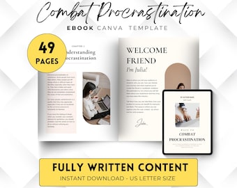 Overcome  Procrastination workbook coach, Done for you Self sabotage, Mindset Ebook Plr Template, Course Ebook, lead magnet