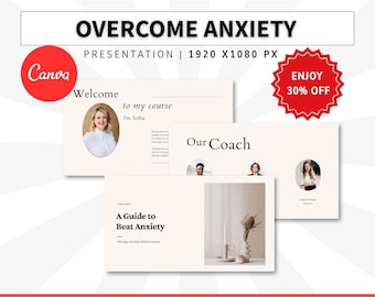 Anxiety Relief Slide Deck Course, Done For You Presentation Canva Template, Webinar Online Course