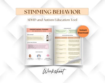 Stimming Behavior Worksheet, ADHD and Autism Education Tool, Emotional Regulation and Coping for Neurodivergent
