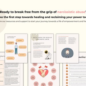 May include: A printable guide to recognizing the signs of narcissistic abuse. The guide includes information on identifying emotional and psychological abuse, establishing boundaries, and setting clear limits. The guide also includes a section on affirmations.