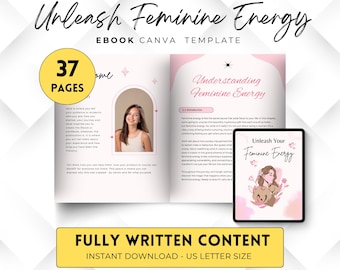 Embrace Feminine Energy Workbook, Done for You Woman Canva Ebook, Female Coaching, Brandable Content
