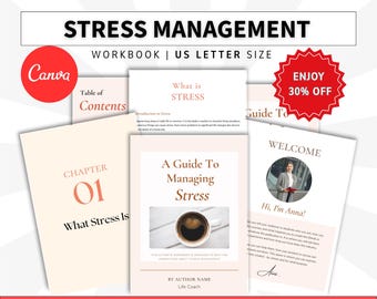 Managing stress coach workbook, Done for you stress management course, Brandable content, Lead magnet