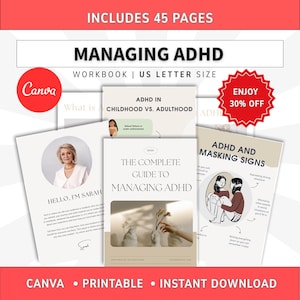 Curso electrónico de entrenamiento para TDAH, cuadernos de trabajo PLR, cuaderno de trabajo para TDAH, recursos PLR para TDAH listos para usar, derechos de reventa maestros.