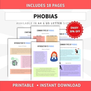 Fobi-arbetsblad, psykoedukation för specifika fobier, djurfobier, social ångestsyndrom, agorafobi