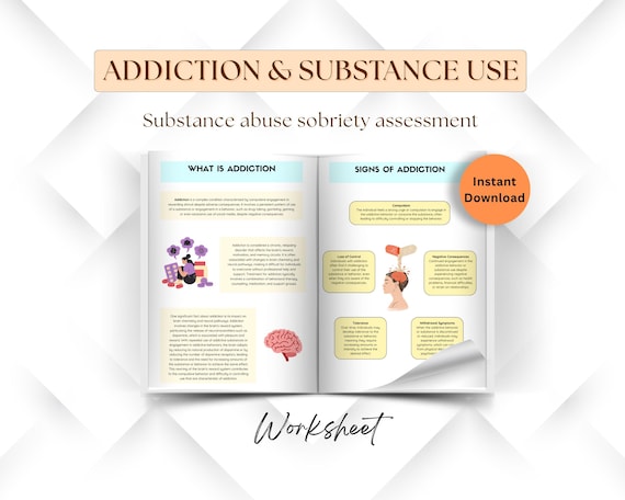 Addiction and substance use recovery worksheets for adults and teens, substance abuse sobriety assessment, relapse prevention plan, CBT tool
