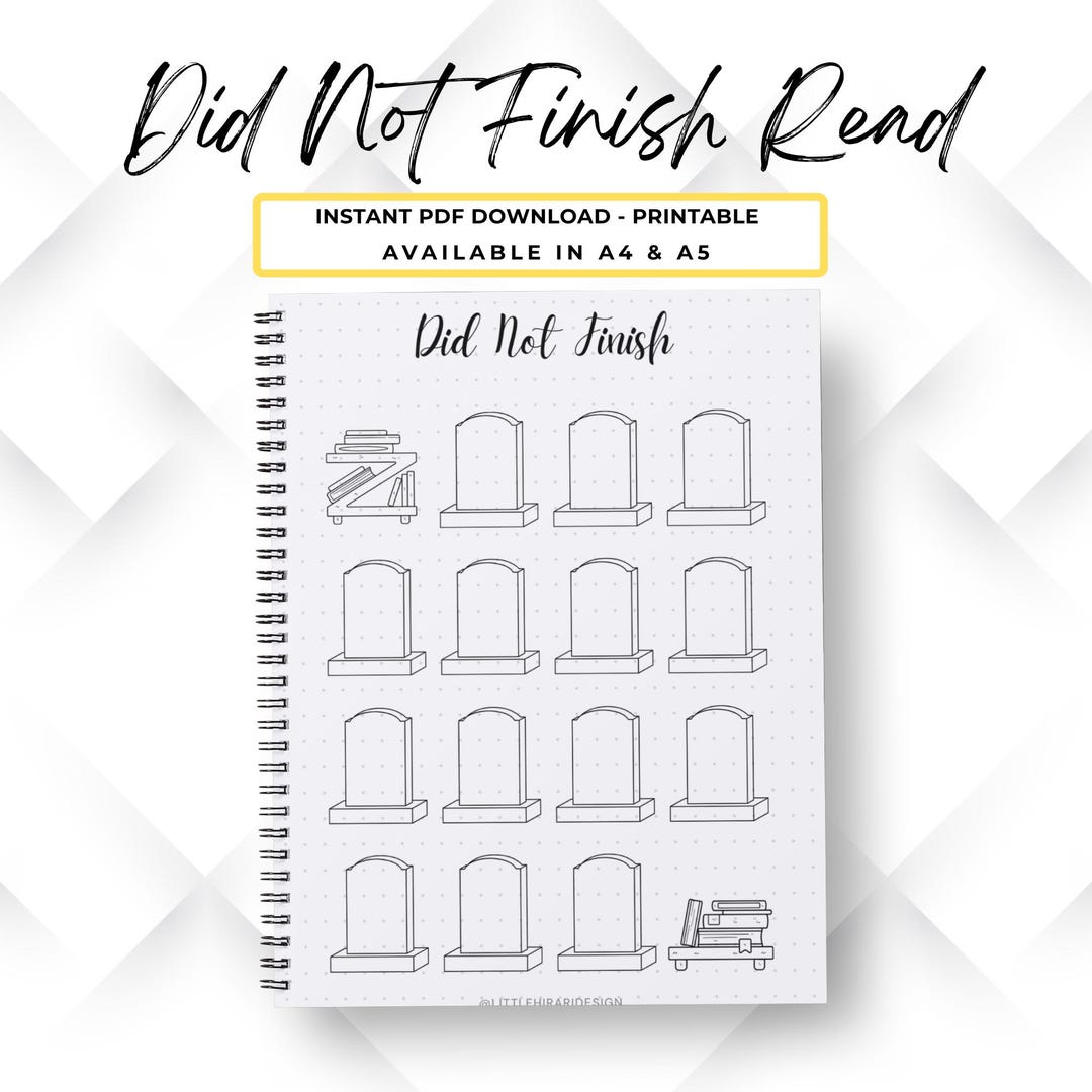 Did Not Finish Printable Journal Pages - DNF Book Tracker - Digital ...