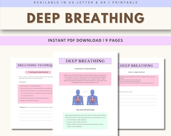 Deep Breathing Exercise, Emotional Regulation, Anxiety Relief Worksheet, Stress Management, Mindfulness Reflection, Relaxation Technique